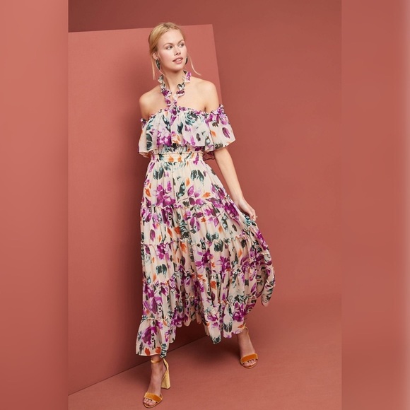 NWT MISA Mila Ruffled Pink Dress sz S - Picture 2 of 14